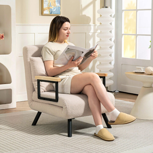 Homcom Sofá Cama Individual Beige 63 x 73 x 81 cm 1