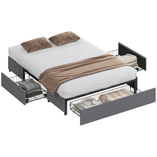 Homcom Cama de Matrimonio Gris 145 x 194 x 28 cm