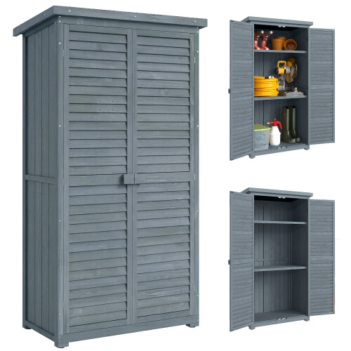 Outsunny Cobertizo de Madera Gris 87 x 46.5 x 160 cm