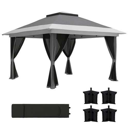 Outsunny Carpa Plegable Gris 356 x 356 x 280 cm
