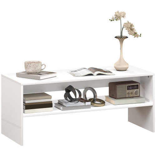 Homcom Mesa de Centro Blanco 100 x 40 x 41.5 cm