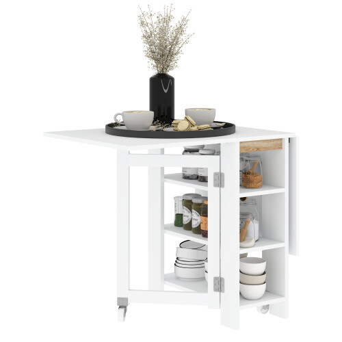 Homcom Mesa Cocina Plegable Blanco 120 x 60 x 75 cm
