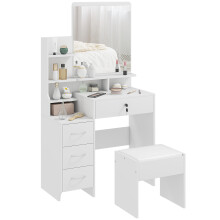 Tocador con Espejo Blanco 80 x 38 x 143 cm