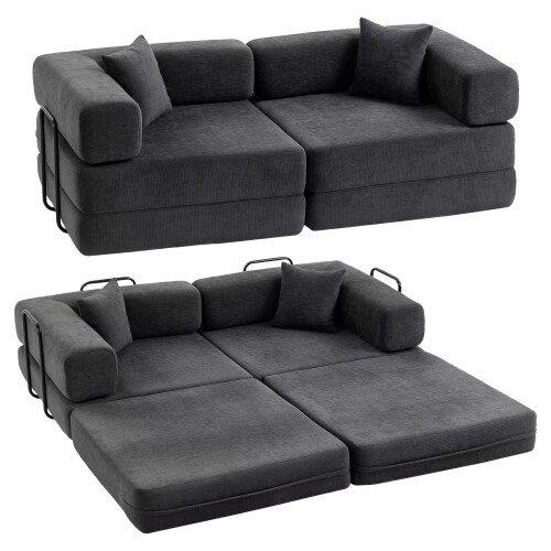 Homcom Sofá Cama Gris 198 x 100 x 69 cm
