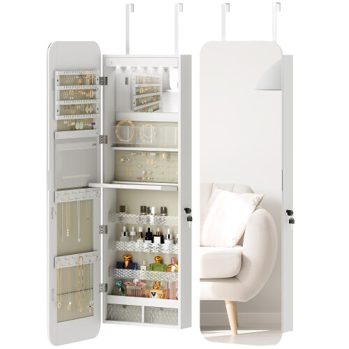 Homcom Armario Joyero Blanco 37 x 10 x 120 cm