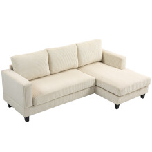 Sofá Chaise Longue Beige 214 x 134 x 87 cm