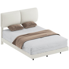 Estructura de Cama Beige 141 x 194 x 106.5 cm