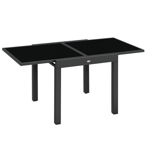 Outsunny Mesa de Jardín Negro 160 x 80 x 75 cm