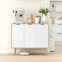 HOMCOM Modern Sideboard, Storage Cabinet, Accent Cupboard for Kitchen, White
