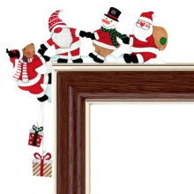 Christmas Door Frame Pendant Decoration Wooden Santa Claus Xmas Gnome Door Corner Ornament New Year Decorative Props A