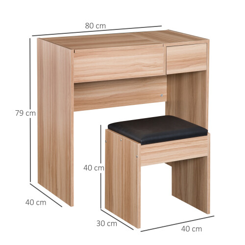 Homcom Mesa para Maquillaje Marrón 80 x 40 x 79 cm 2