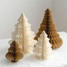 Christmas Tree 3D Paper Decoration Christmas Photo Props Decoration New Year Home Decor Brown