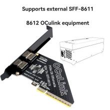 PCIe4.0 X8 to 2Port SFF8611&8612 Oculink Expansion Card to SFF-8639 U.2 SSD for External Card for Win/Linux