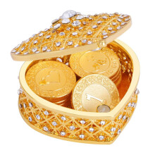 Joyero, Artesanía, Adornos, Conjunto de Boda en Forma de Corazón, Caja de Regalo en Forma de Corazón, Regalo de Ceremonia para Novia, Joyería, Oro