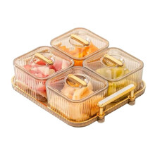 Multifunktionales Party-Snack-Tablett für Obst, NüSse, Partyteller mit FäChern, Geteilte ServierschüSsel mit Deckel für SüßIgkeiten C
