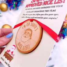 Nice List Medals Christmas Cards Christmas Cards List with Wooden Medals Aesthetic Christmas Decoration Christmas Box