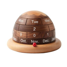 Calendario In Legno di Noce, Calendario da Tavolo In Legno Girevole con Base Resistente per Casa, Ufficio, Camera da Letto, Data Della Settimana