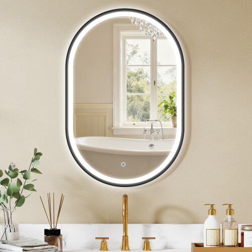 Homcom Espejo de Baño Negro 60 x 4 x 90 cm 1