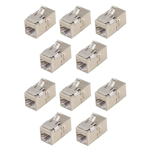 10PCS Pass Through Gigabit Ethernet Cat6a RJ45 T568B Jacks Toolless Network Modules Shielded LAN Connector Socket 1