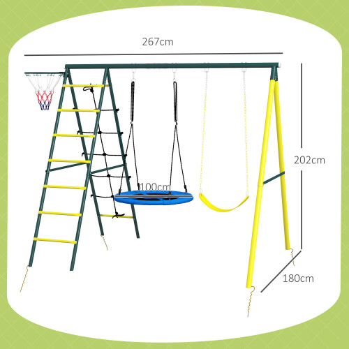 Outsunny Columpio Infantil Amarillo 267 x 180 x 202 cm 2