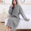 Women's Fleece Hooded Bathrobe Gray One Size 5
