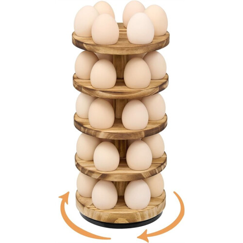 Wooden Egg Rack Countertop, 5-Layer Rotating Pine Egg Rack, Stackable Egg Rack, Disassembled and Shipped Egg Rack