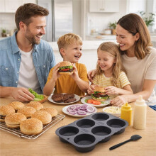 3Pcs Silicone Hot Dog & Hambergur Buns Pan Set,6 Cavity Nonstick Baguette-Bread Loaf Mold,for HamBurger,Hotdog,Oven Safe