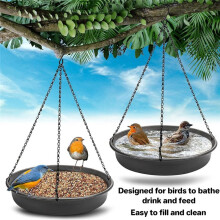 Hanging Bird Bath Hanging Bird Feeder Round Tray Thickened Resin Tray Deep Water Tray Bird Feeder Feeder