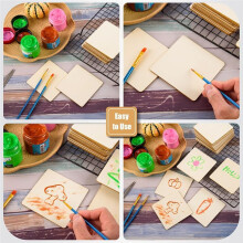 80 Pcs Unfinished Wood Pieces 4x4Inch Blank Wood Squares for DIY Crafts, Painting, Engraving, Holiday Decor, Coasters