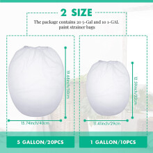 30 Pieces Paint Strainer Bags 20Pcs 5 Gallon White Fine Mesh Filters Bag 10Pcs1 Gallon Paint Filter Bag for Paint