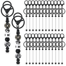 24 PièCes Barres de Porte-CléS PerléEs en Vrac pour Perles Bricolage Porte-CléS Vierge Porte-CléS en Perles en MéTal pour Porte-CléS en Perles