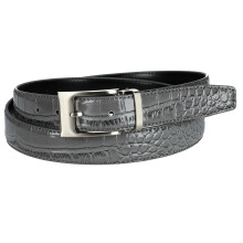 CTM Leather Croc Print Dress Belt with Clamp On Buckle