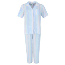 PJ Couture Women's Multi Stripe Notch Short Sleeve Pyjama Set
