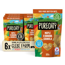 Glebe Farm Gluten Free PureOaty Maple & Banana Oat Granola 6PK, Healthy Wholegrain Oats To Help Lower Cholesterol, 100% British Oats