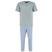Ten West Apparel Men's Henley Short Sleeve and Plaid Pyjama Pant Set