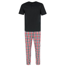 Ten West Apparel Men's Henley Short Sleeve and Plaid Pyjama Pant Set