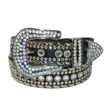 CTM Women's Western Diamante Belt 38 mm Wide Bling Cowgirl Belt (Plus Size Available)