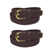 CTM Women's Elastic Braided Stretch Belt (Pack of 2)