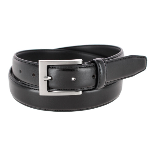 CTM Men's Leather 28.5 mm Basic Dress Belt with Silver Buckle