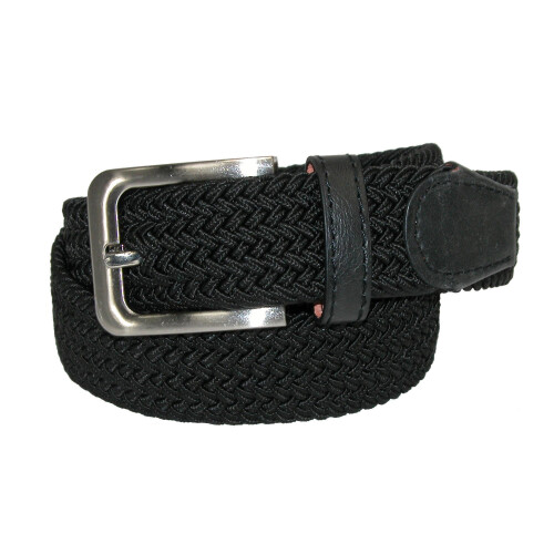 CTM Men's Braided Stretch Belt Silver Buckle Adjustable Elastic