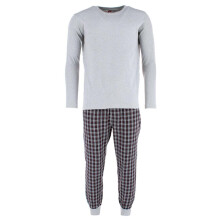 Ten West Apparel Men's Plaid Jogger and Crew Long Sleeve Pyjama Set