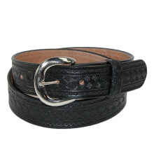CTM Men's Leather Western Belt with Removable Buckle
