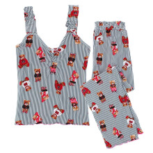 un-bearably cute Ladies Ruffle Tank Teddy Bear Pyjama Set