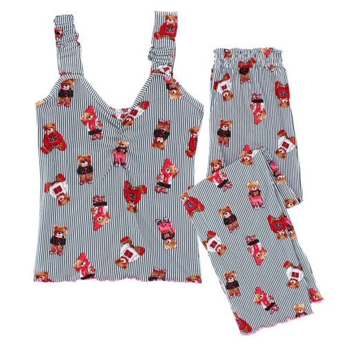 un-bearably cute Ladies Ruffle Tank Teddy Bear Pyjama Set