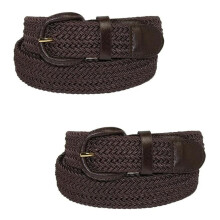 CTM Men's Elastic Braided Belt with Covered Buckle (Pack of 2)