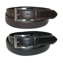 CTM Men's Big & Tall Leather Dress Belt with Silver Buckle (Pack of 2)