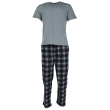 Fruit of the Loom Men's Fleece Plaid Sleep Pant and Tee Set