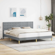 vidaXL Bed Frame with Headboard Light Grey 180 x 200 cm Fabric