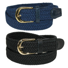 CTM Women's Elastic Braided Stretch Belt (Pack of 2 colours)