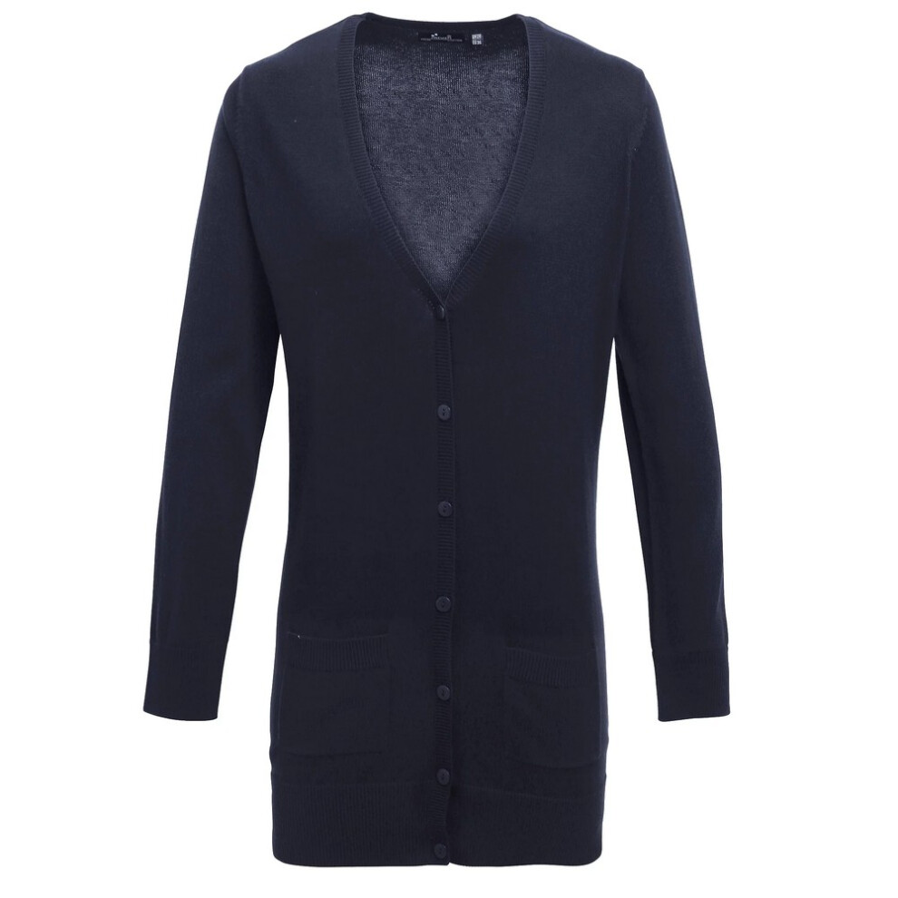 Premier Women's / Longline V Neck Cardigan - Navy - Navy - 8 Uk - Image 3